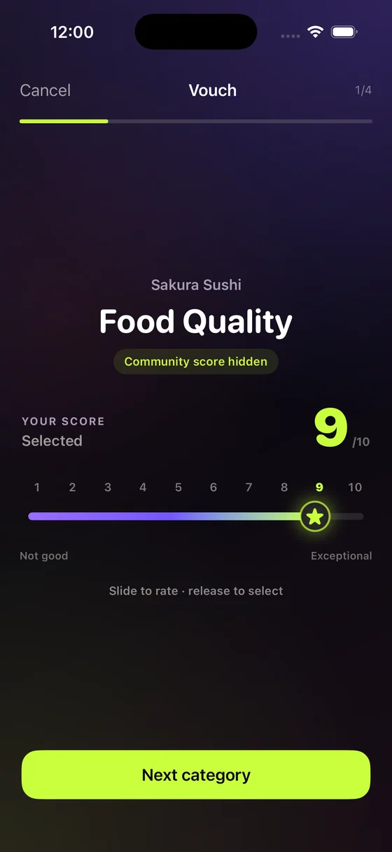Voucho star sliding rating experience